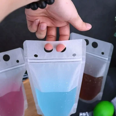 50Pcs Juice Coffee Drinks Seal Pouches  Kitchen Vertical Liquid Standing Bag Frosted Disposable Reclosable for Party