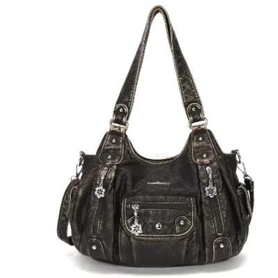 Women Handbags Satchel Top-handle Vintage PU Shoulder Bag 12.5”x4.4” Dumpling Pack Multi-pockets Shoulder Bags Wellet