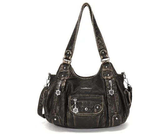 Women Handbags Satchel Top-handle Vintage PU Shoulder Bag 12.5”x4.4” Dumpling Pack Multi-pockets Shoulder Bags Wellet