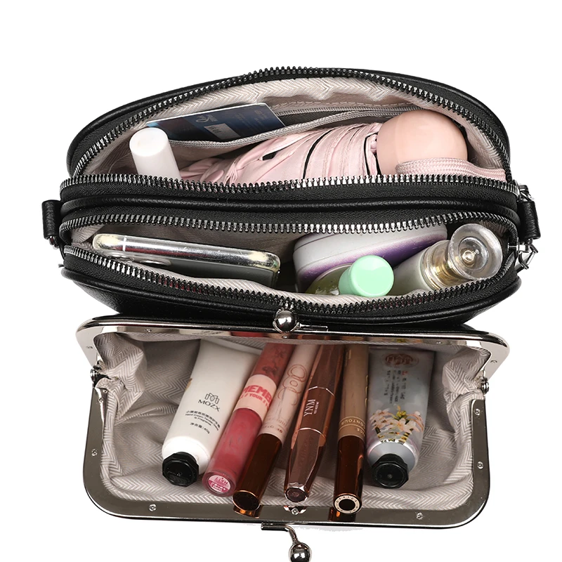 Elegant Shoulder Bag for Women Soft Leather Crossbody Bags Designer Multiple Pockets Messenger Bag Ladies Purses and Handbags