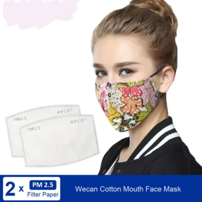 Kpop Cotton Black Mask Mouth Face Mask Anti Dust Mask with 2pcs Activated Carbon Filter Korean facemask Washable Face Mask