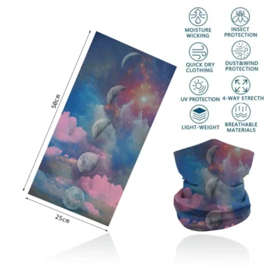 Seamless Bandana Sky Stars Printed Cycling Bandana Rave Face Mask Women Men for Dust Wind Sun Protection Face Scarf Mask Cover