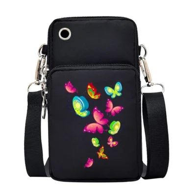 Universal Mobile Phone Bag Iphone 13 Huawei Shoulder Cross-body Package Women Sport Pouch Unisex Arm Wrist Bags Butterfly Print