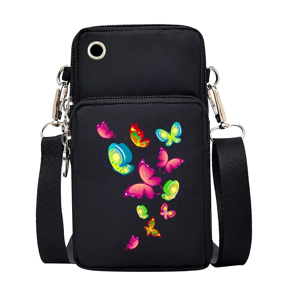 Universal Mobile Phone Bag Iphone 13 Huawei Shoulder Cross-body Package Women Sport Pouch Unisex Arm Wrist Bags Butterfly Print