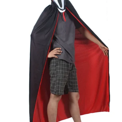 Halloween Women Men Clothes Cosplay Costume Adult Stand Collar Hooded Cape Black Red Reversible Cap Vampire Halloween Party