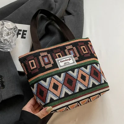 Large-Capacity Canvas Women's Tote Bag Retro Versatile Single-Shoulder Commuting Mommy Handbag Designer Bucket Bag 2025