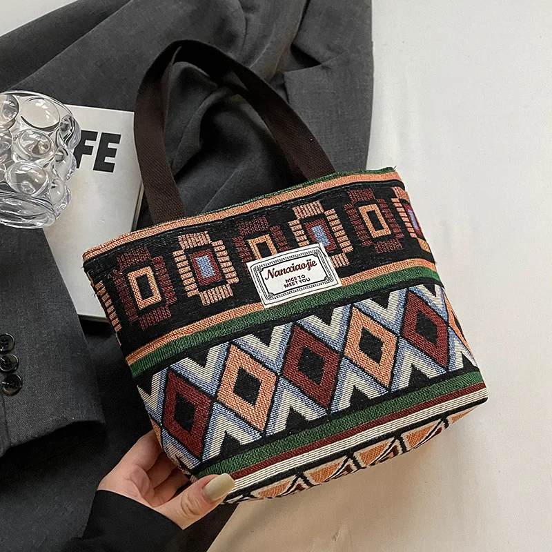 Large-Capacity Canvas Women's Tote Bag Retro Versatile Single-Shoulder Commuting Mommy Handbag Designer Bucket Bag 2025