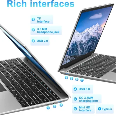 14 Inch 12GB LPDDR4 RAM 512GB SSD ROM  Windows 10 Computer Laptop PC 4-Core Processor WIFI 1080p FHD IPS Screen with Celeron