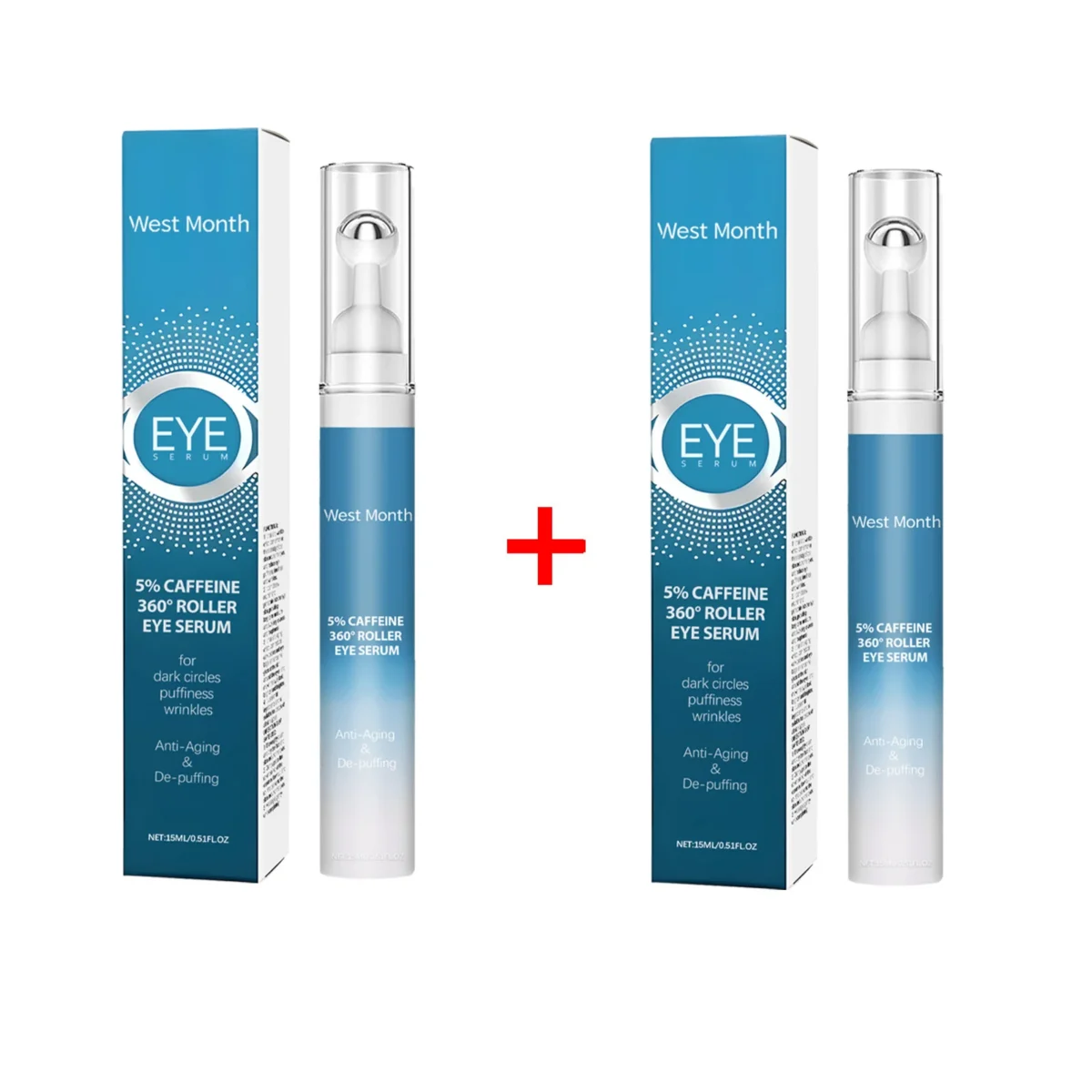 West&Month Eye Serum Roller Ball Remove Dark Circles Fine Line Lifting Puffiness Reduce Wrinkles Eye Bag Massage Korean Skincare