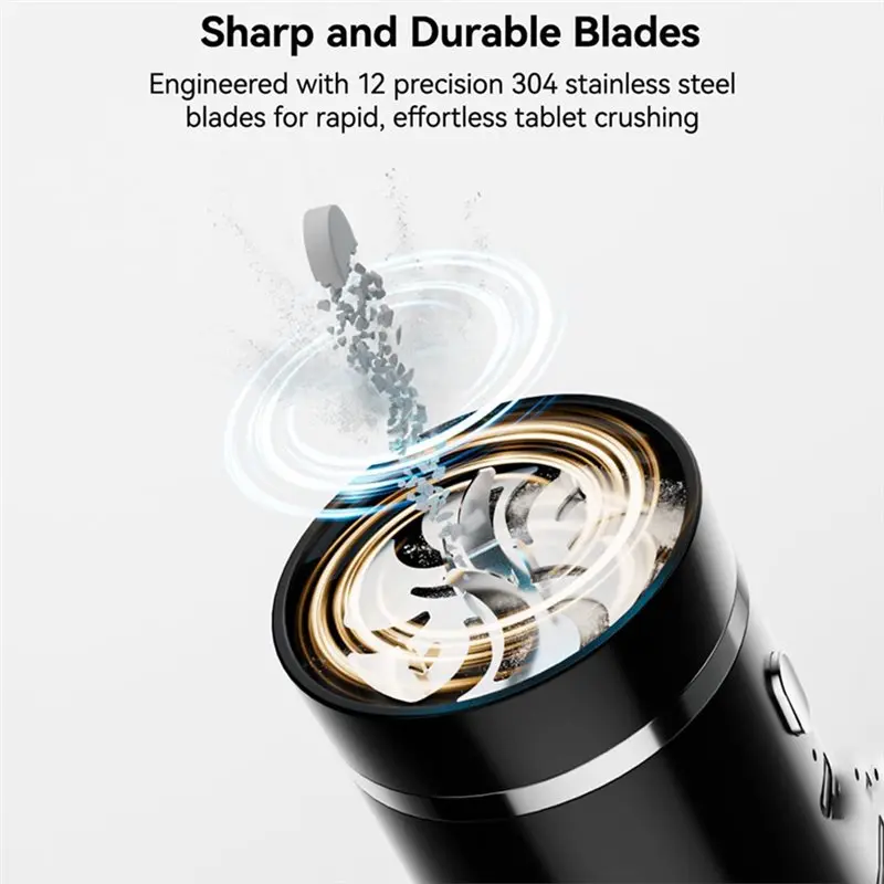 ASWUT-Pill Crusher Fine Powder Electric Grinder - Portable Cordless Pill Crusher For Travel, Easily Crush Pills