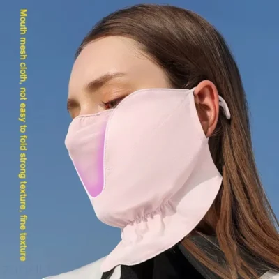 New Summer Ice Silk Sunscreen Face Mask Anti UV Head Scarf Outdoor Cycling Sports Breathable Chiffon Mask Thin Style Tube Scarf