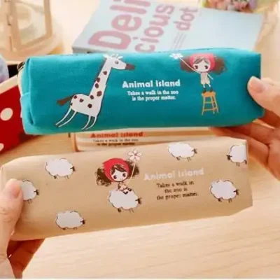1 Piece Lytwtw's Kawaii Pen Pencil Bag Canvas School Offfice Stationery Makeup Pouch Case holder organizer Cute Things Gift