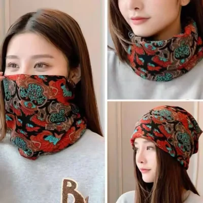 Fashion Double Head Cap Bib Twist Cap Multi-Functional Printed Scarf Cover Cap Neck Cap Face Mask Headscarf Cap C081