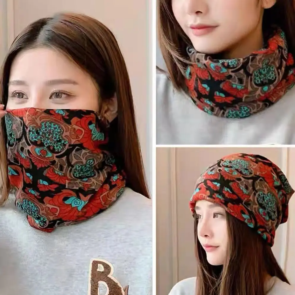 Fashion Double Head Cap Bib Twist Cap Multi-Functional Printed Scarf Cover Cap Neck Cap Face Mask Headscarf Cap C081