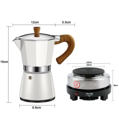 110V/220V Vintage Wooden Handle Espresso Maker Moka Pot 300ml With Electric Furnace Classic Italian Cafe Tool Mocha Coffee Maker