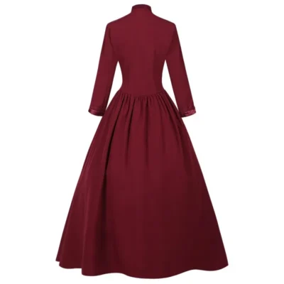 Halloween Medieval Costume for Women Long Vintage Gown with Flared Hem Themed Party Dress