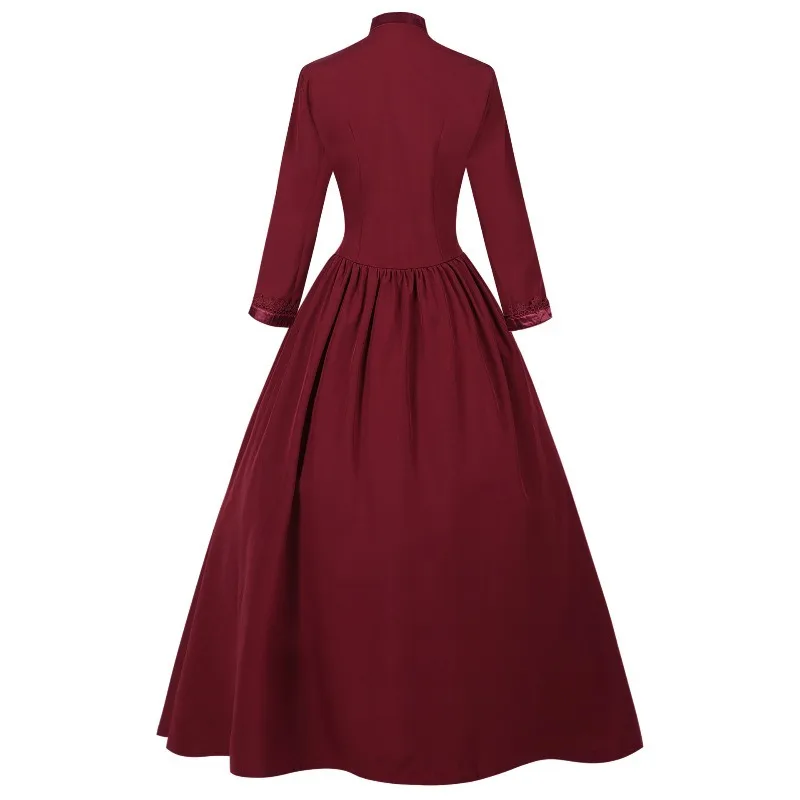 Halloween Medieval Costume for Women Long Vintage Gown with Flared Hem Themed Party Dress
