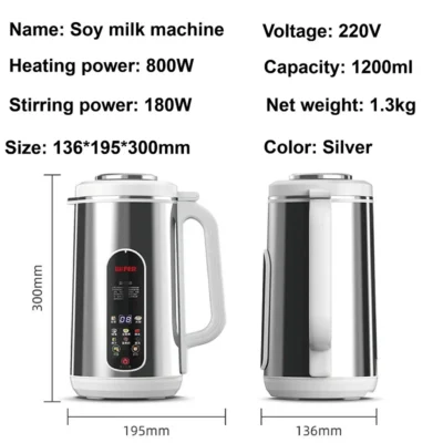 110V/220V Soy Milk Machine Electric Juicer Multifunctional Wall Breaking Machine Kitchen Auto Heating Rice Paste Machine 1200ml