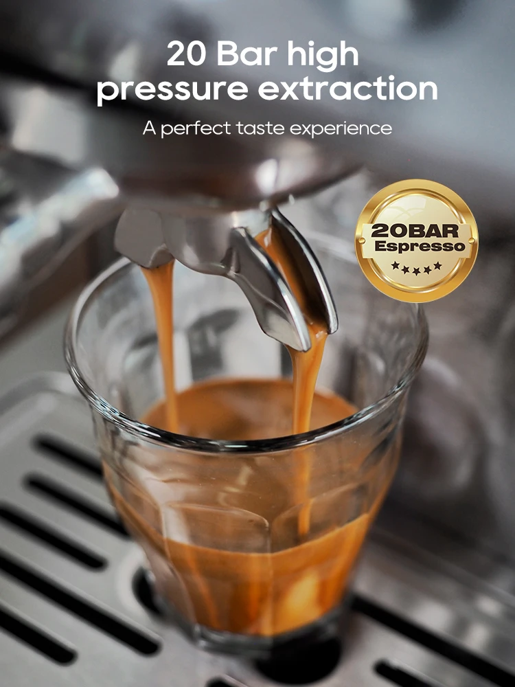 HiBREW H10A Black Espresso Machine Temperature Volume Pre Brewing Adjustable 58mm Portafilter Cappuccino Coffee Maker