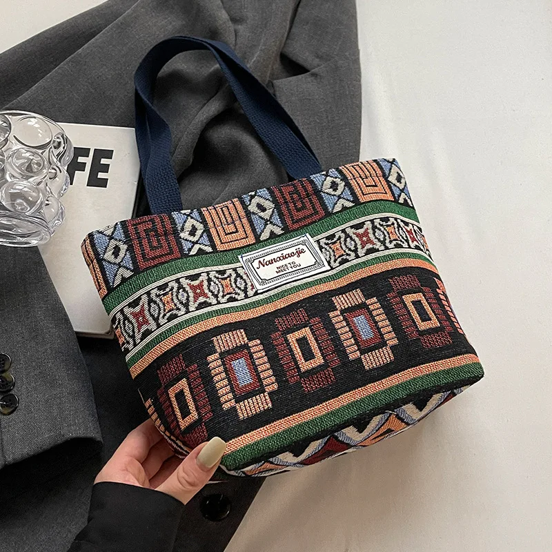 Large-Capacity Canvas Women's Tote Bag Retro Versatile Single-Shoulder Commuting Mommy Handbag Designer Bucket Bag 2025