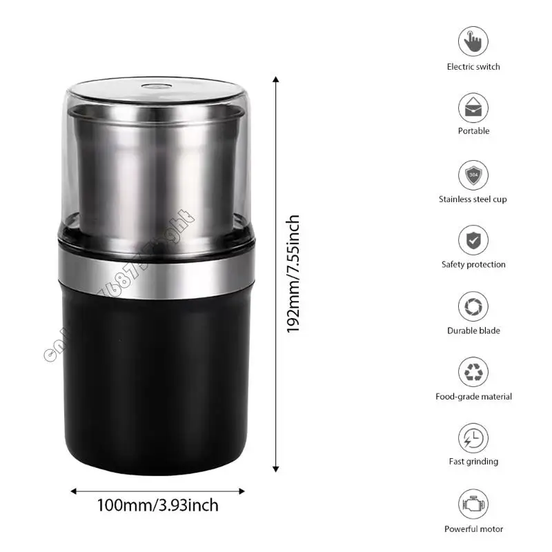 220V Electric Coffee Flavor Grinder Chamber heavy type Motor Plastic rustless steel Design Overheat 4XFB