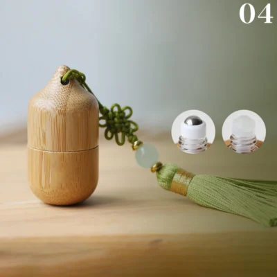1ml Bamboo Roller Empty Bottle Skincare Containers Ancient Style Roll On Bottles Small Perfume Essential Oil