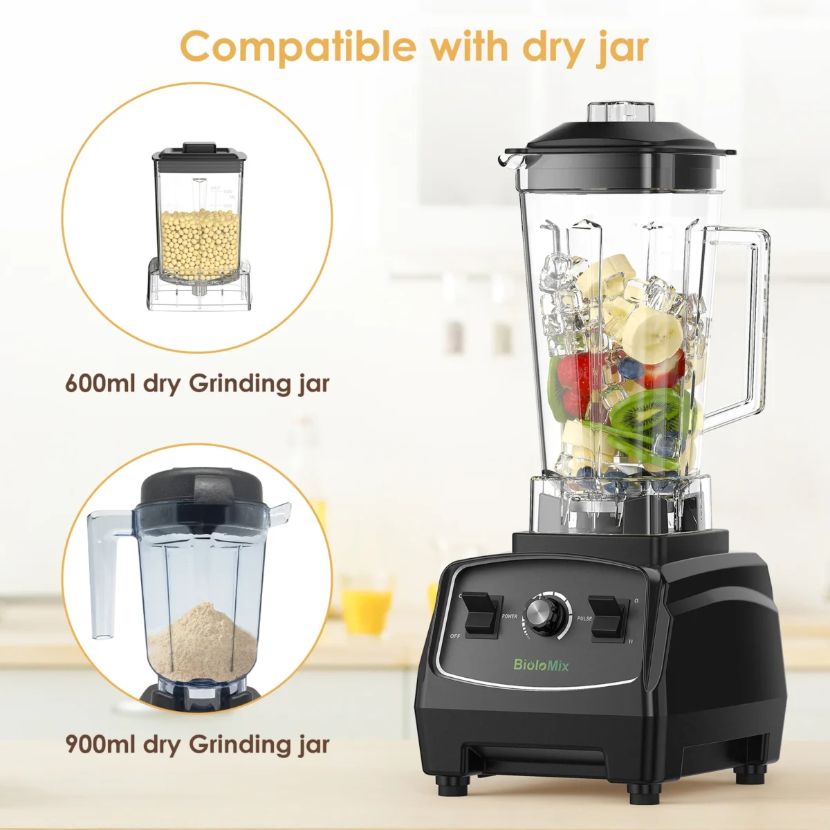 Biolomix BPA Free 3HP Blender 2200W High Power Food Processor Ice Smoothie Fruit Blender