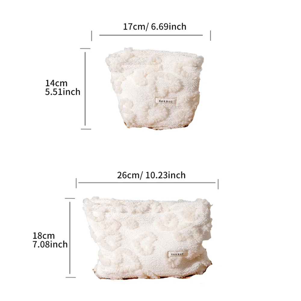 Heart-Shaped Plush Makeup Bag Travel Cosmetic Pouch Portable Skincare Organizer Unscented Soft Faux Fur Toiletry Handbag