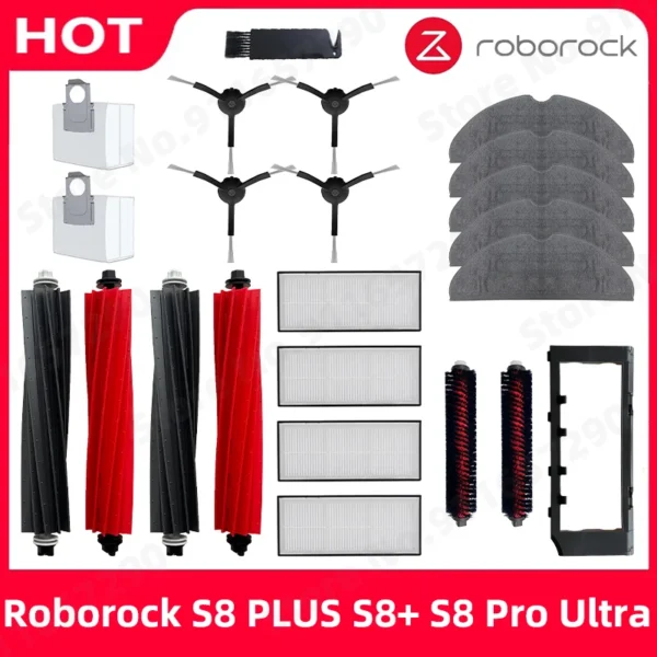 Roborock S8 PLUS S8+ S8 Pro Ultra G20 Robot Vacuum Main Side Brush Mop Hepa Filter Dust Bag Cleaning Rolling Brush Accessories
