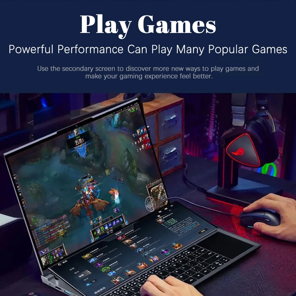 Dual-screen Laptop 14 inch Touch LCD 32GB/16GB/8GB RAM 2TB/1TB/512GB SSD  I7 9th Generation 6 Cores Gaming Laptops Notebook