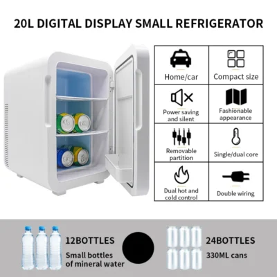 20L Portable Mini Car Refrigerator 2026 New Model for Household Cosmetics Compact Cooling Fridge for Vehicle