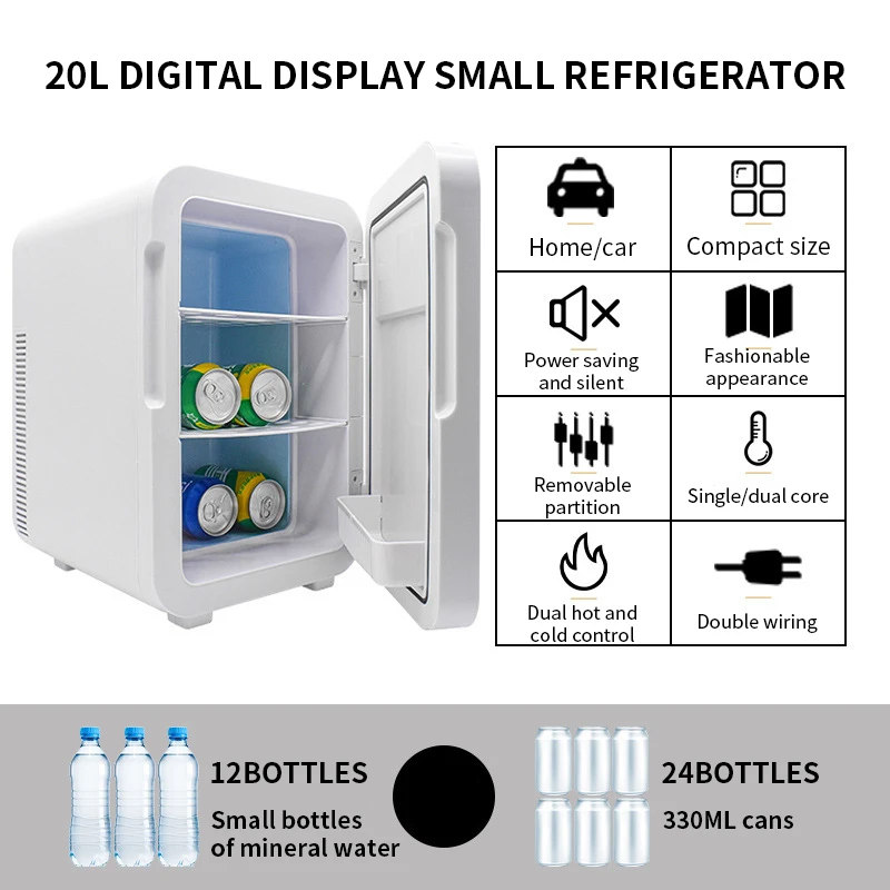 20L Portable Mini Car Refrigerator 2026 New Model for Household Cosmetics Compact Cooling Fridge for Vehicle