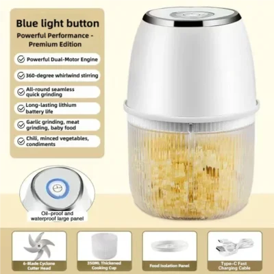 TINSOL New 350ml Electric Food Chopper Meat Grinder Garlic Press USB Multi-Function Vegetable Slicer Blender Kitchen Mixer
