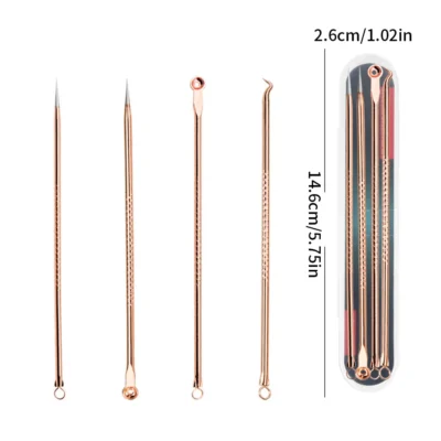 4PCS Acne Blackhead and Acne Remover Skincare Female Beauty Acne Treatment Pore Cleaning Needle Hook