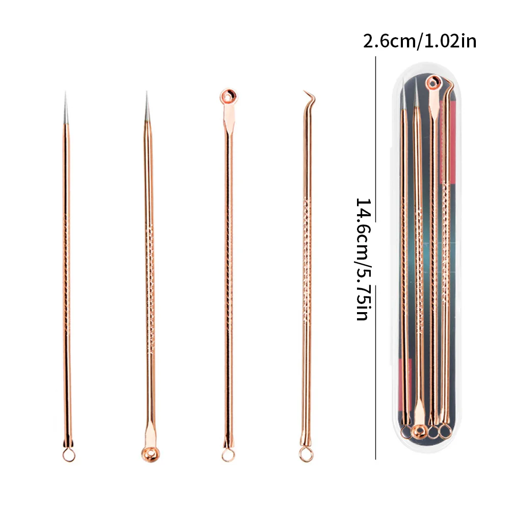 4PCS Acne Blackhead and Acne Remover Skincare Female Beauty Acne Treatment Pore Cleaning Needle Hook