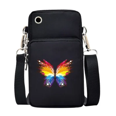 Universal Mobile Phone Bag Iphone 13 Huawei Shoulder Cross-body Package Women Sport Pouch Unisex Arm Wrist Bags Butterfly Print