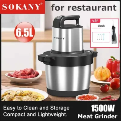Food Processor 6.5L Electric Meat Grinders Stainless Steel Vegetable Slicer Chopper Crusher Kitchen Blenders Home Appliance