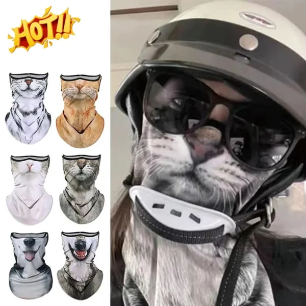 3D Animals Magic Scarf Bandana Breathable Neck Warmer Gaiter Hanging Ear Outdoor Sports Triangle Face Mask Neckerchief Summer