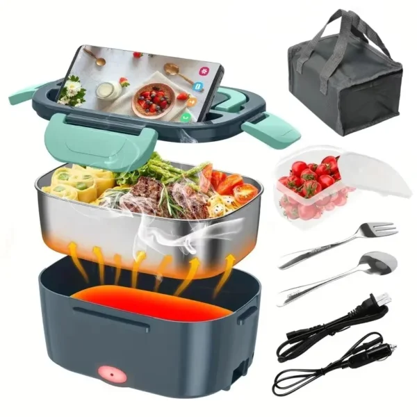 1.5 L 60W Electric Lunch Box Food Warmer Portable Food Heater for Car Or Home - Leak Proof, Lunch Heating Microwave for Truckers