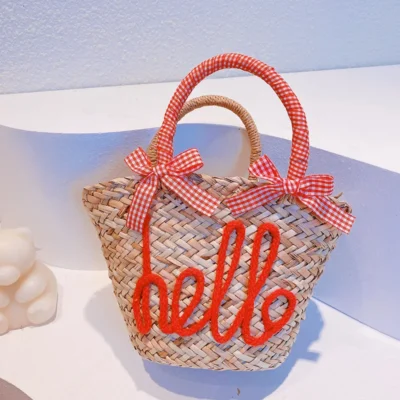 Fashionable Wheat Straw Bags For Girls Sweet Holiday Outdoor Seaside Beach Bag Summer Handmade Woven Bags Small Handbag