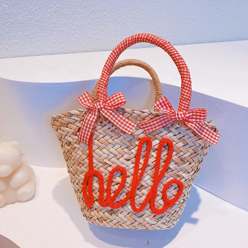 Fashionable Wheat Straw Bags For Girls Sweet Holiday Outdoor Seaside Beach Bag Summer Handmade Woven Bags Small Handbag