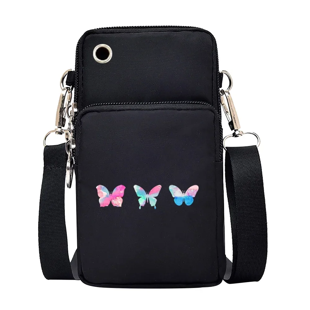 Universal Mobile Phone Bag Iphone 13 Huawei Shoulder Cross-body Package Women Sport Pouch Unisex Arm Wrist Bags Butterfly Print