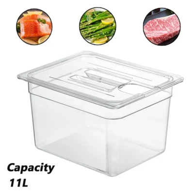 Container 11 Liter/12 Quart with Lid BPA Free Food Grade for Virtually All Immersion Circulators Sous Vide Cookers Accessories