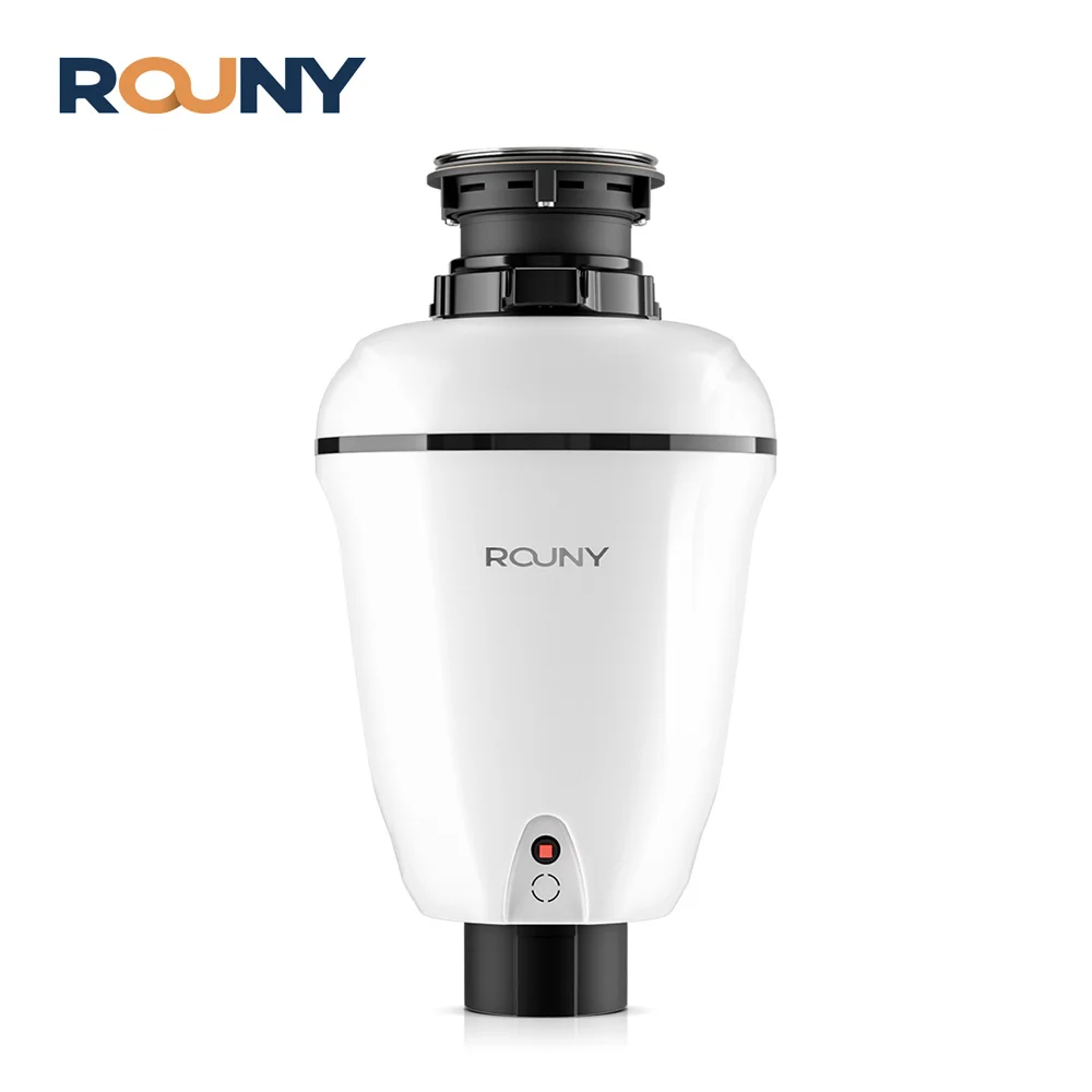 ROUNY Continuous Feed Garbage Disposal with Bladeless, 3/4HP Food Waste Disposer with Stainless Steel Grinding System,White