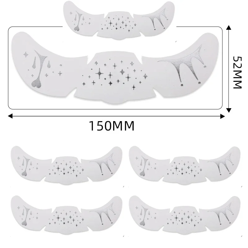 6Pcs/Set Glitter Skincare Freckles Face Tattoo Sparkle Temporary Tattoo Bow Love Kiss Makeup Patch Valentine's Day Face Tattoo