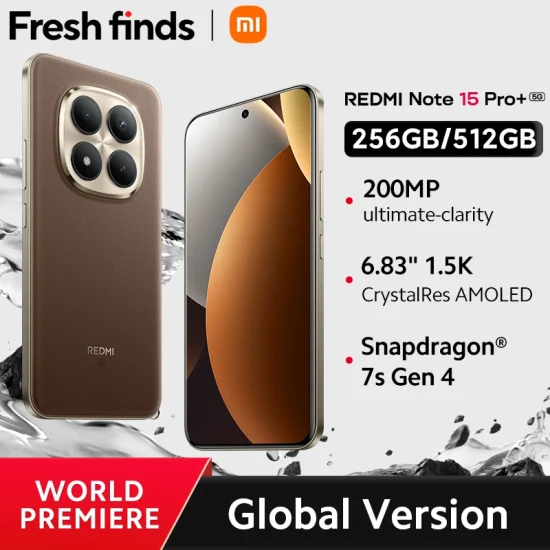 【World Premiere】Xiaomi Redmi Note 15 Pro+ 5G Global Version Snapdragon® 7s Gen 4 NFC 6.83" CrystalRes AMOLED display 6500mAh