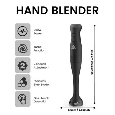 SUPERLEX 4-in-1 Handheld Blender Set, Including 500ml Cup, 350W 2-speed Regulation Suitable For Cutting,Making Soups, And Sauces