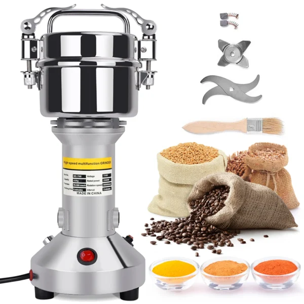 Electric Cereal Grinder 850W 28000RPM High-Speed Cereal Grinder Professional Powder Machine 3Blade Timed Grinder Kitchen Machine