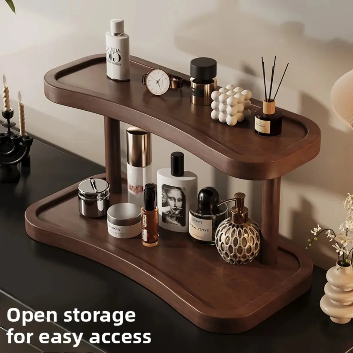 Wooden Cosmetic Organizer Desktop Makeup Storage Box for Perfume Lipstick Jewelry Vanity Table Skincare Jewelry Storage