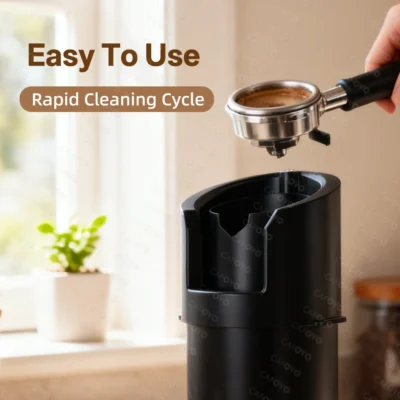 CAFOVO ECC20 58mm Electric Portafilter Cleaner Machine 352RPM Auto Coffee Filter Cleaner Coffee Machine Cleaner Cafe Equipment